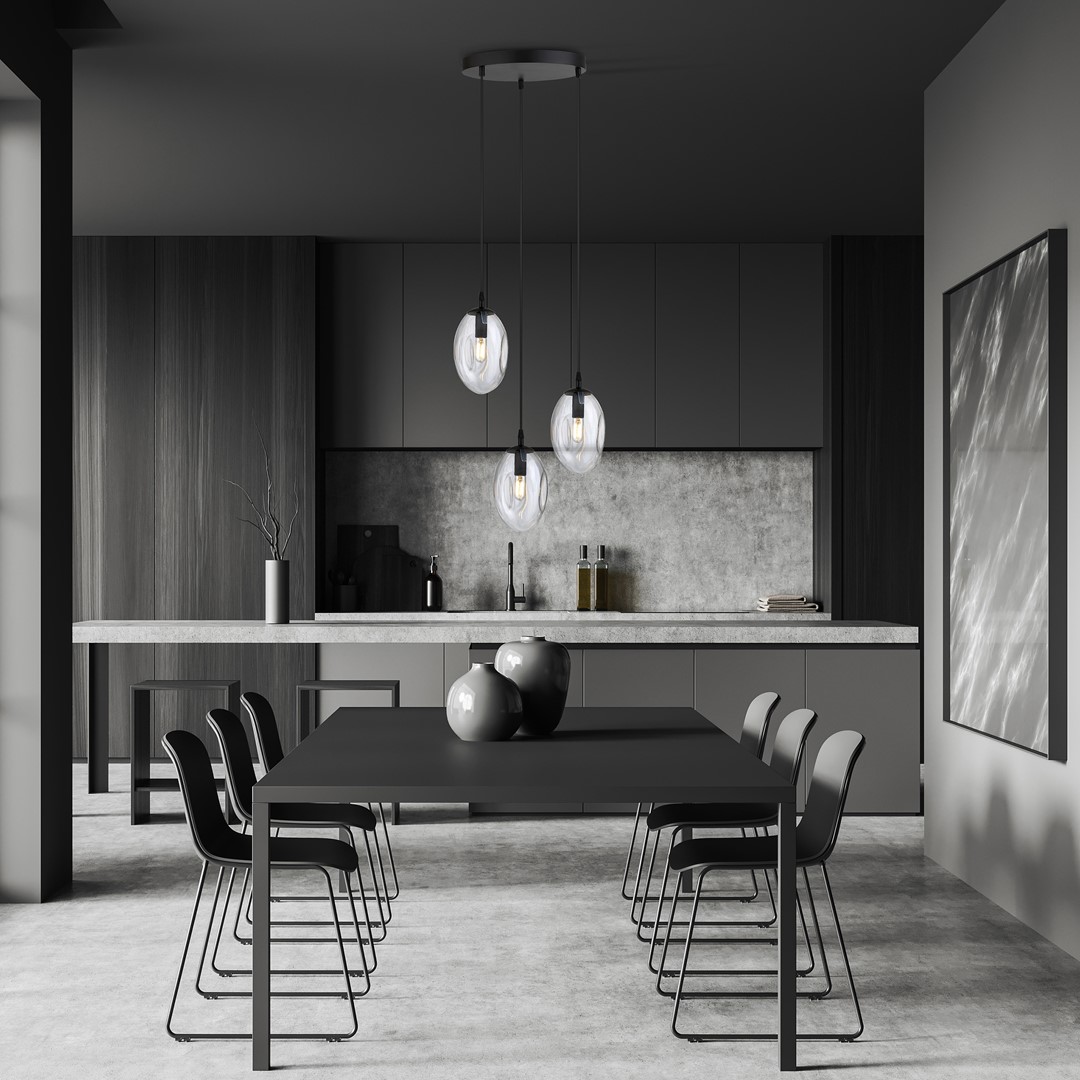 Astral Ø40 Transparant hanglamp Van Emibig Lighting - De lampen zijn afgewerkt met transparante glazen kappen die een mooi en uitnodigend licht in de kamer verspreiden.