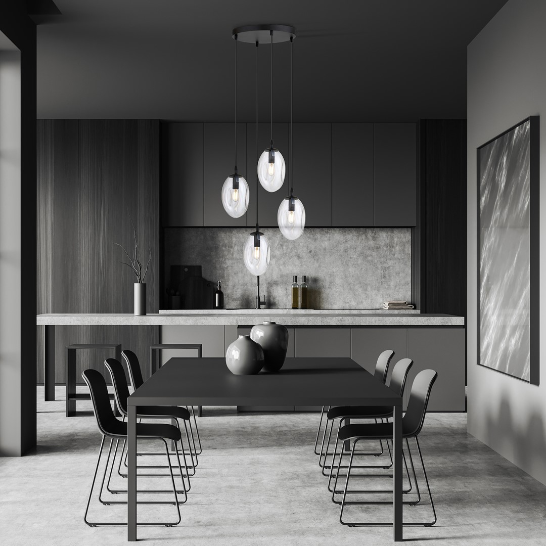 Astral Ø40 Transparant hanglamp Van Emibig Lighting - De lampen zijn afgewerkt met transparante glazen kappen die een mooi en uitnodigend licht in de kamer verspreiden.