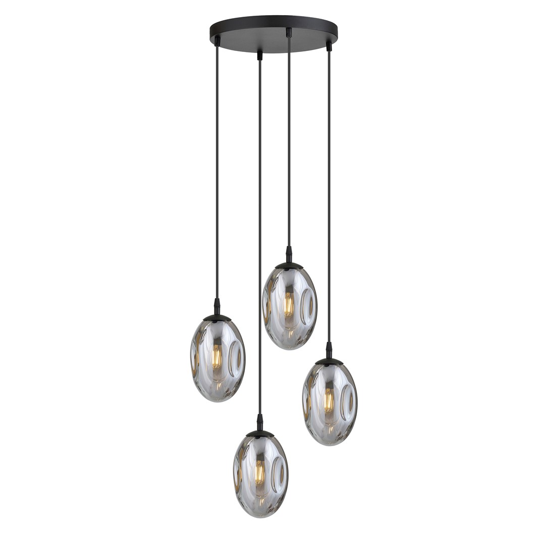 Astral Ø40 Rookkleurig hanglamp Van Emibig Lighting - De lampen zijn afgewerkt met rookglazen kappen die een warm en uitnodigend licht in de kamer verspreiden.