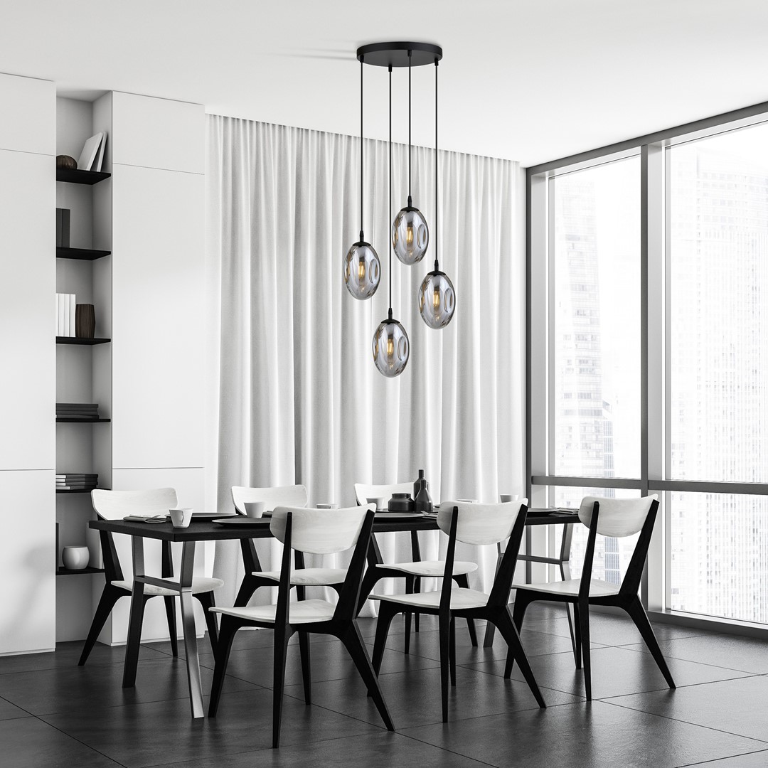 Astral Ø40 Rookkleurig hanglamp Van Emibig Lighting - De lampen zijn afgewerkt met rookglazen kappen die een warm en uitnodigend licht in de kamer verspreiden.