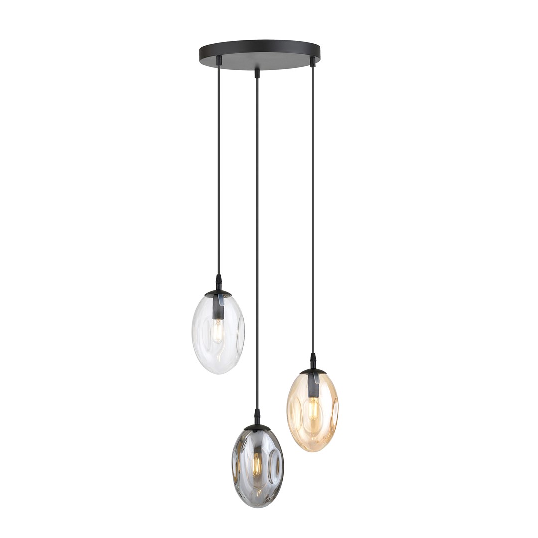 Astral Ø40 Veelkleurig hanglamp Van Emibig Lighting - De lampen zijn afgewerkt met veelkleurige glazen koepels die een warm en uitnodigend licht in de kamer verspreiden.