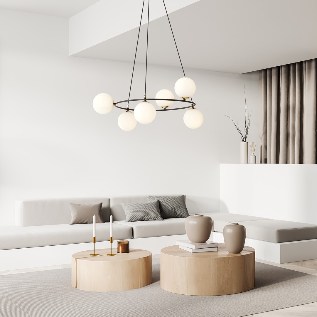 Azura Ø75 hanglamp Van Emibig Lighting - De Azura hanglamp is gemaakt van zwart staal en wordt aangevuld met grafietkleurige kappen.