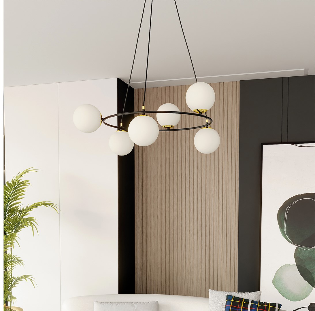 Azura Ø75 hanglamp Van Emibig Lighting - De Azura hanglamp is gemaakt van zwart staal en wordt aangevuld met grafietkleurige kappen.