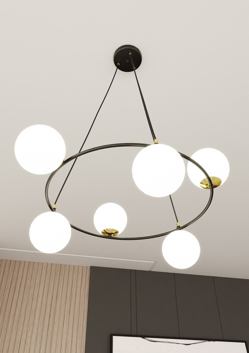 Azura Ø75 hanglamp Van Emibig Lighting - De Azura hanglamp is gemaakt van zwart staal en wordt aangevuld met grafietkleurige kappen.