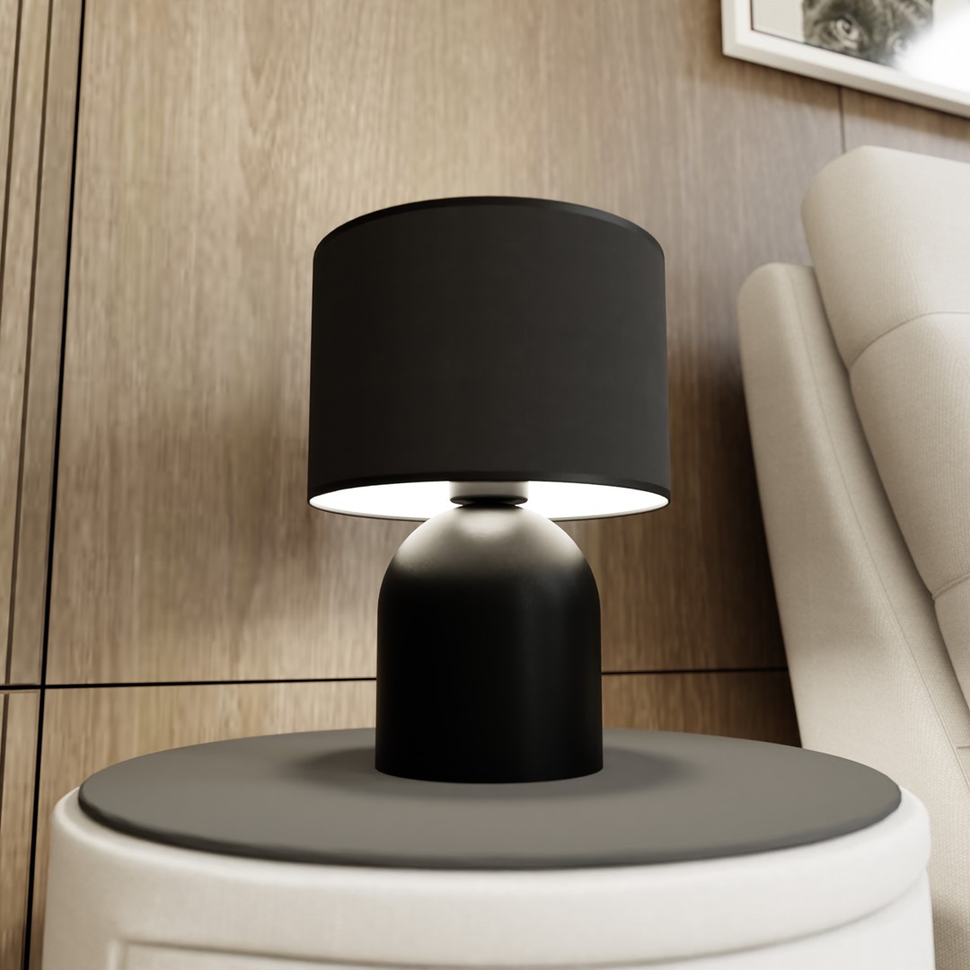 Aspen 35cm Zwart tafellamp Van Emibig Lighting - De metalen voet in combinatie met een discrete lampenkap cre&euml;ert een elegant ontwerp dat past in moderne woningen.