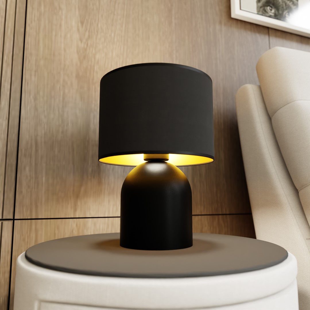 Aspen 35cm Zwart tafellamp Van Emibig Lighting - De metalen voet in combinatie met een discrete lampenkap cre&euml;ert een elegant ontwerp dat past in moderne woningen.