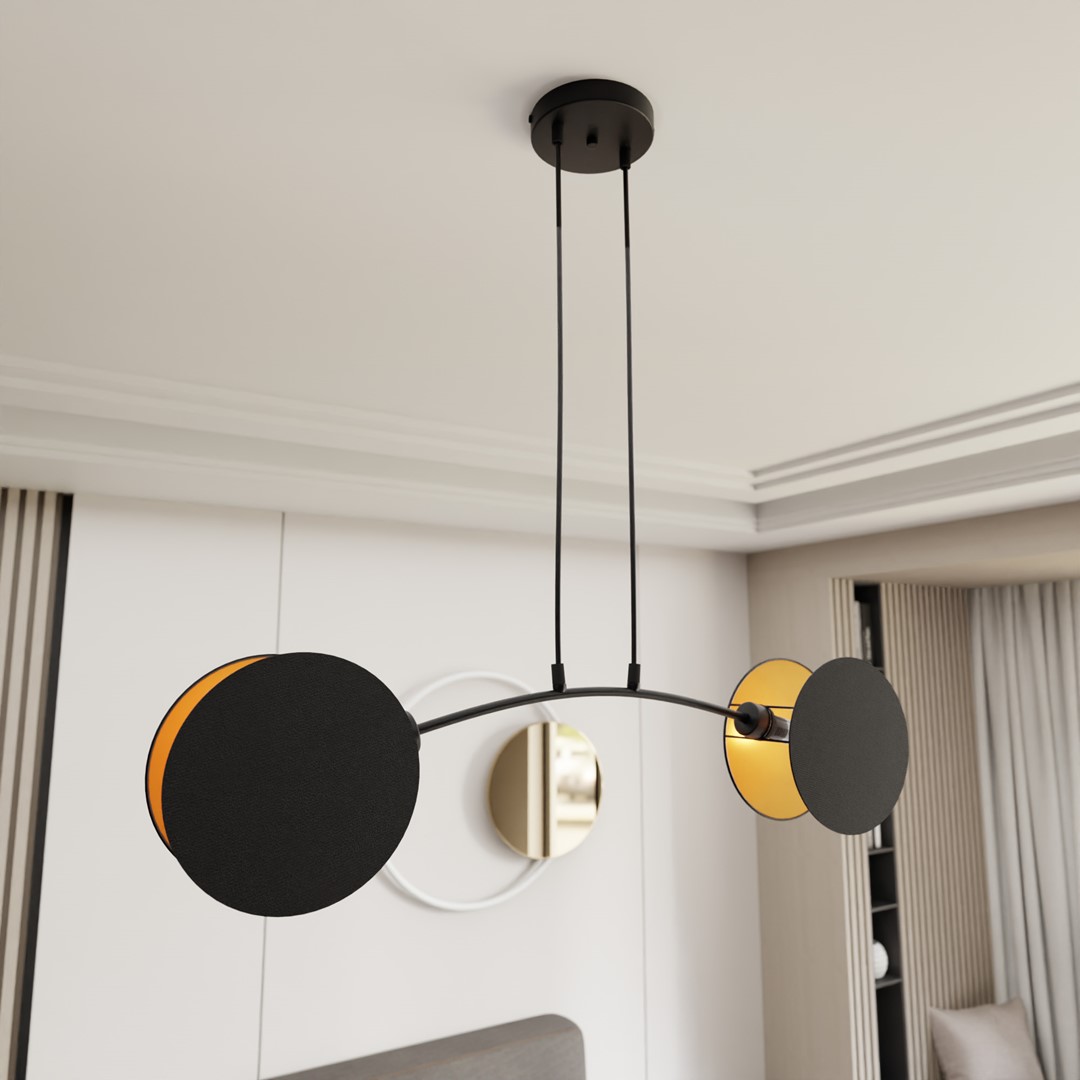 Motif 82cm Zwart hanglamp Van Emibig Lighting - Door de combinatie van moderne vormen en functies dienen de lampen niet alleen als verlichting - maar ook als expressief vormgevingselement.