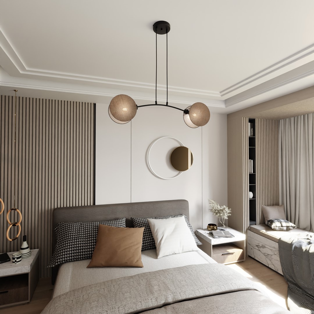 Motif 82cm Natuur hanglamp Van Emibig Lighting - Door de combinatie van moderne vormen en functies dienen de lampen niet alleen als verlichting - maar ook als expressief vormgevingselement.