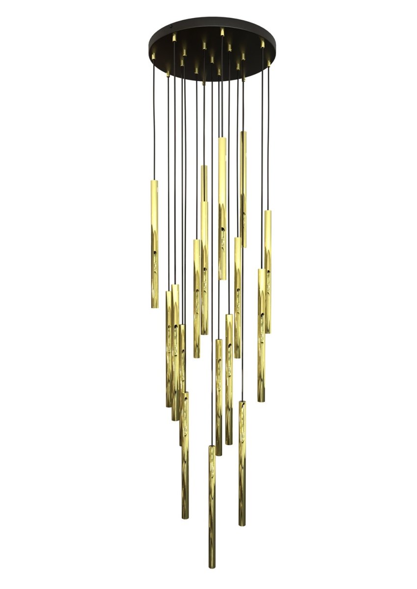 Selter Ø45 Goud hanglamp Van Emibig Lighting - De goudkleurige buizen waaruit de lamp bestaat, zorgen voor een unieke glans en een elegante uitstraling.