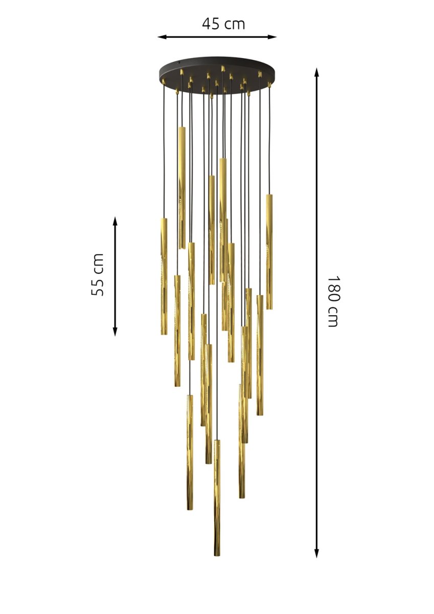 Selter Ø45 Goud hanglamp Van Emibig Lighting - De goudkleurige buizen waaruit de lamp bestaat, zorgen voor een unieke glans en een elegante uitstraling.