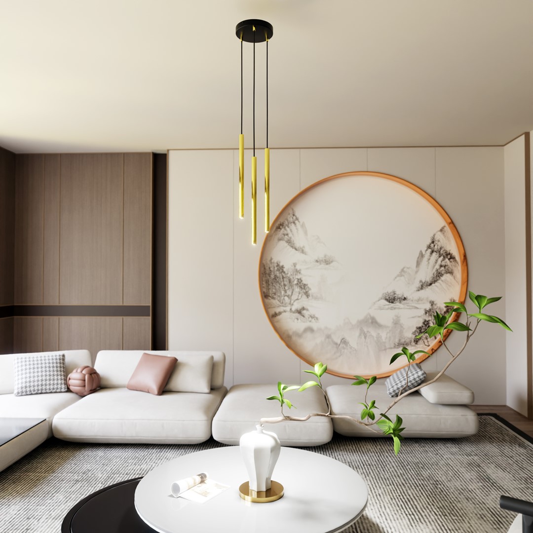 Selter Ø20 Goud hanglamp Van Emibig Lighting - De goudkleurige buizen waaruit de lamp bestaat, zorgen voor een unieke glans en een elegante uitstraling.