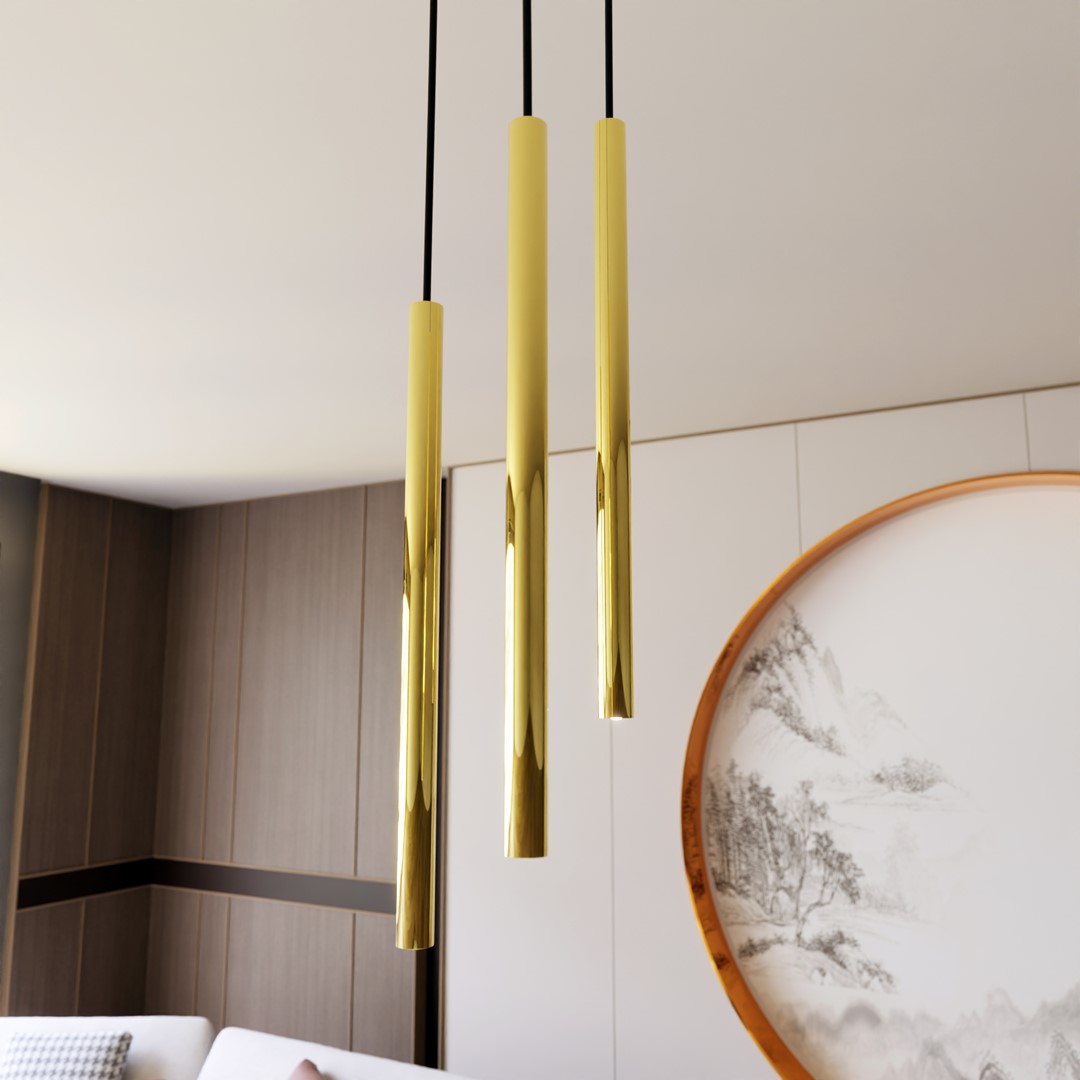 Selter Ø20 Goud hanglamp Van Emibig Lighting - De goudkleurige buizen waaruit de lamp bestaat, zorgen voor een unieke glans en een elegante uitstraling.