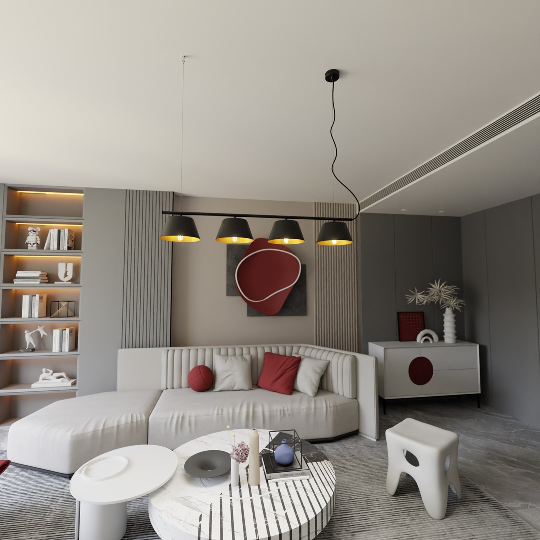 Gelato 100cm Zwart hanglamp Van Emibig Lighting - De Gelato lampenserie is een minimalistische schoonheid.