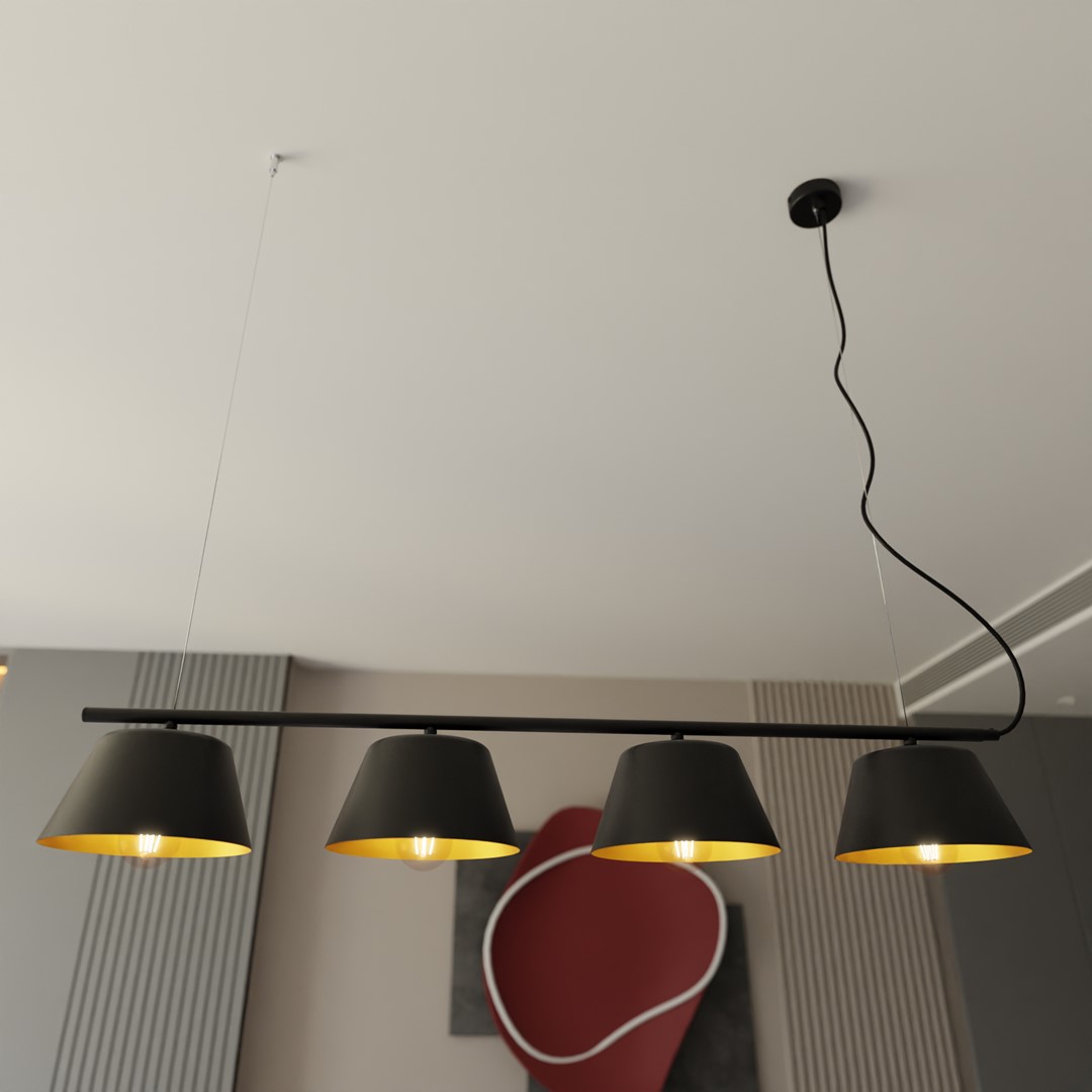 Gelato 100cm Zwart hanglamp Van Emibig Lighting - De Gelato lampenserie is een minimalistische schoonheid.