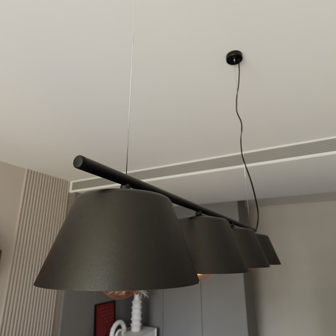 Gelato 100cm Zwart hanglamp Van Emibig Lighting - De Gelato lampenserie is een minimalistische schoonheid.