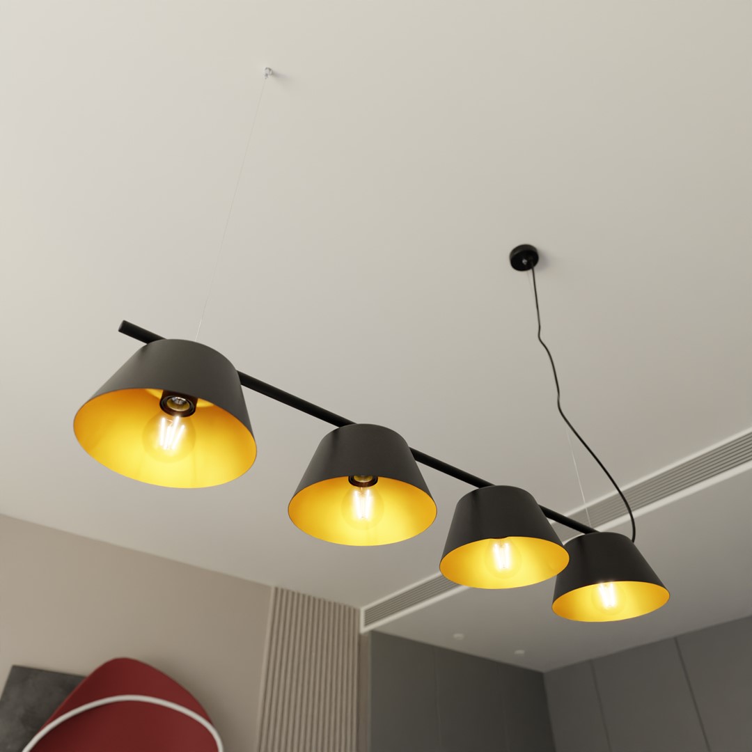 Gelato 100cm Zwart hanglamp Van Emibig Lighting - De Gelato lampenserie is een minimalistische schoonheid.