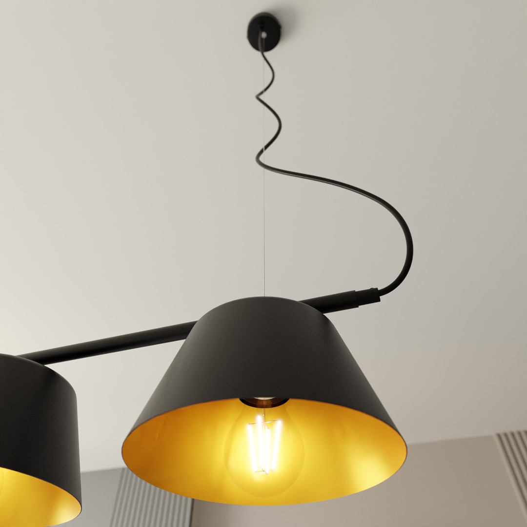 Gelato 100cm Zwart hanglamp Van Emibig Lighting - De Gelato lampenserie is een minimalistische schoonheid.