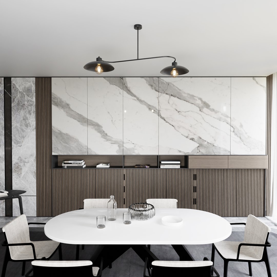 Foster 100cm Zwart plafondlamp Van Emibig Lighting - Dankzij de eenvoudige vorm en de grote, open kappen zijn de Foster lampen ideaal voor mensen die van een discrete, maar designbewuste esthetiek houden.