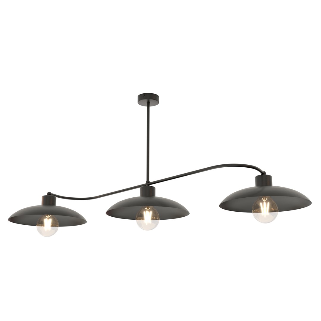 Foster 113cm Zwart plafondlamp Van Emibig Lighting - Dankzij de eenvoudige vorm en de grote, open kappen zijn de Foster lampen ideaal voor mensen die van een discrete, maar designbewuste esthetiek houden.