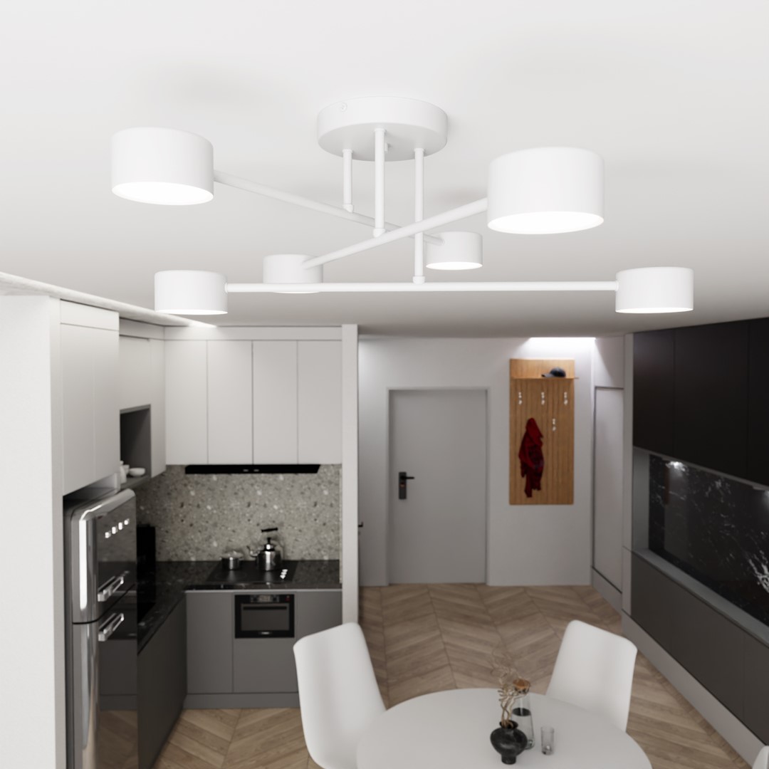 Halo Ø60 Wit plafondlamp Van Emibig Lighting - De strakke vorm en het gepoedercoate metaal geven de lamp een unieke uitstraling die perfect past in moderne woningen.