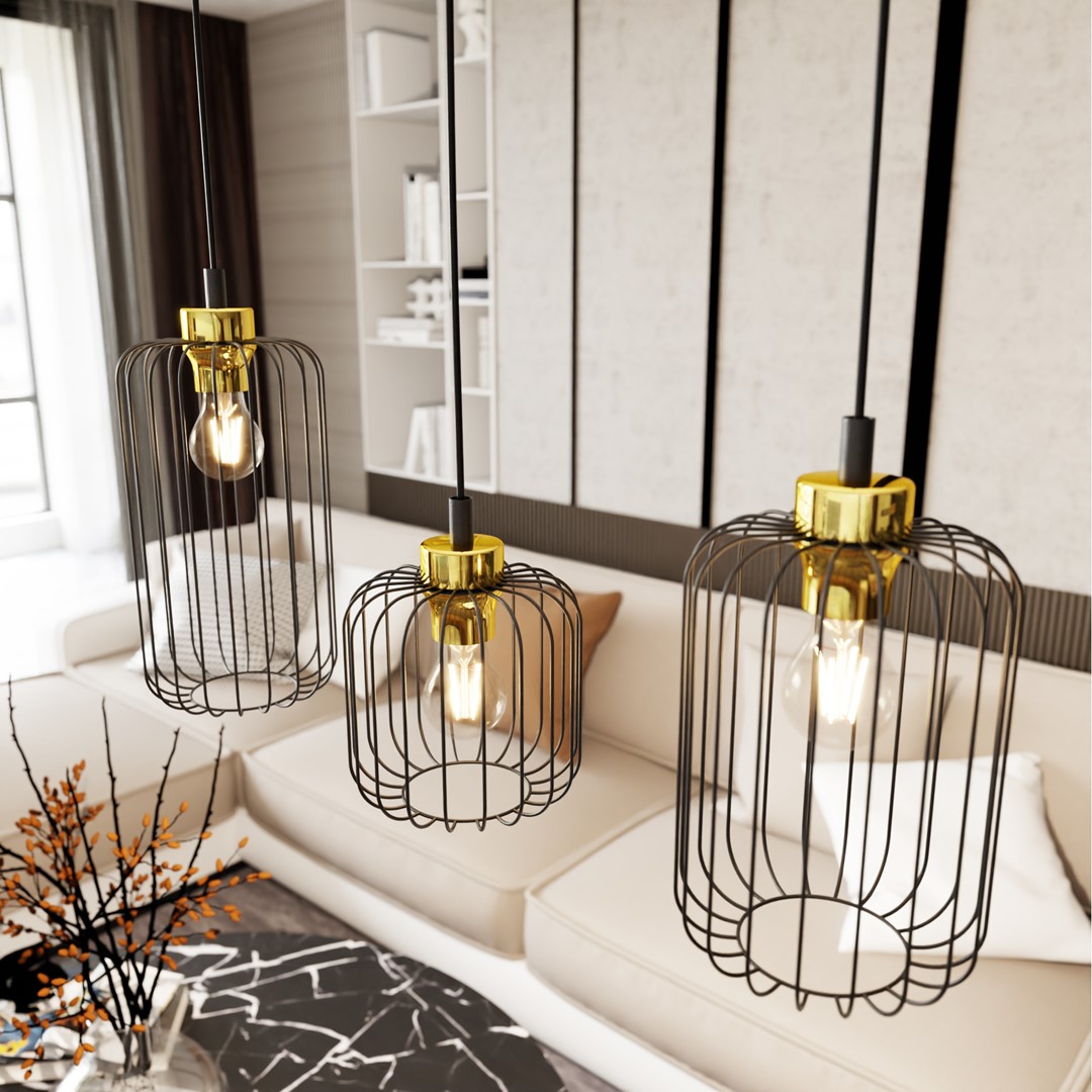 Vander 60cm Zwart/Goud hanglamp Van Emibig Lighting - De Vander hanglamp is een unieke hanglamp, gemaakt van hoogwaardig staal.