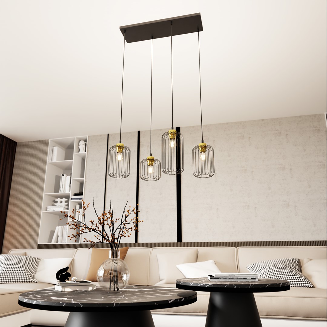 Vander 70cm Zwart/Goud hanglamp Van Emibig Lighting - De Vander hanglamp is een unieke hanglamp, gemaakt van hoogwaardig staal.
