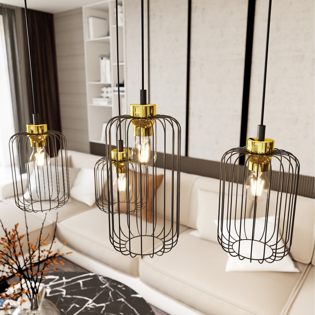 Vander 70cm Zwart/Goud hanglamp Van Emibig Lighting - De Vander hanglamp is een unieke hanglamp, gemaakt van hoogwaardig staal.