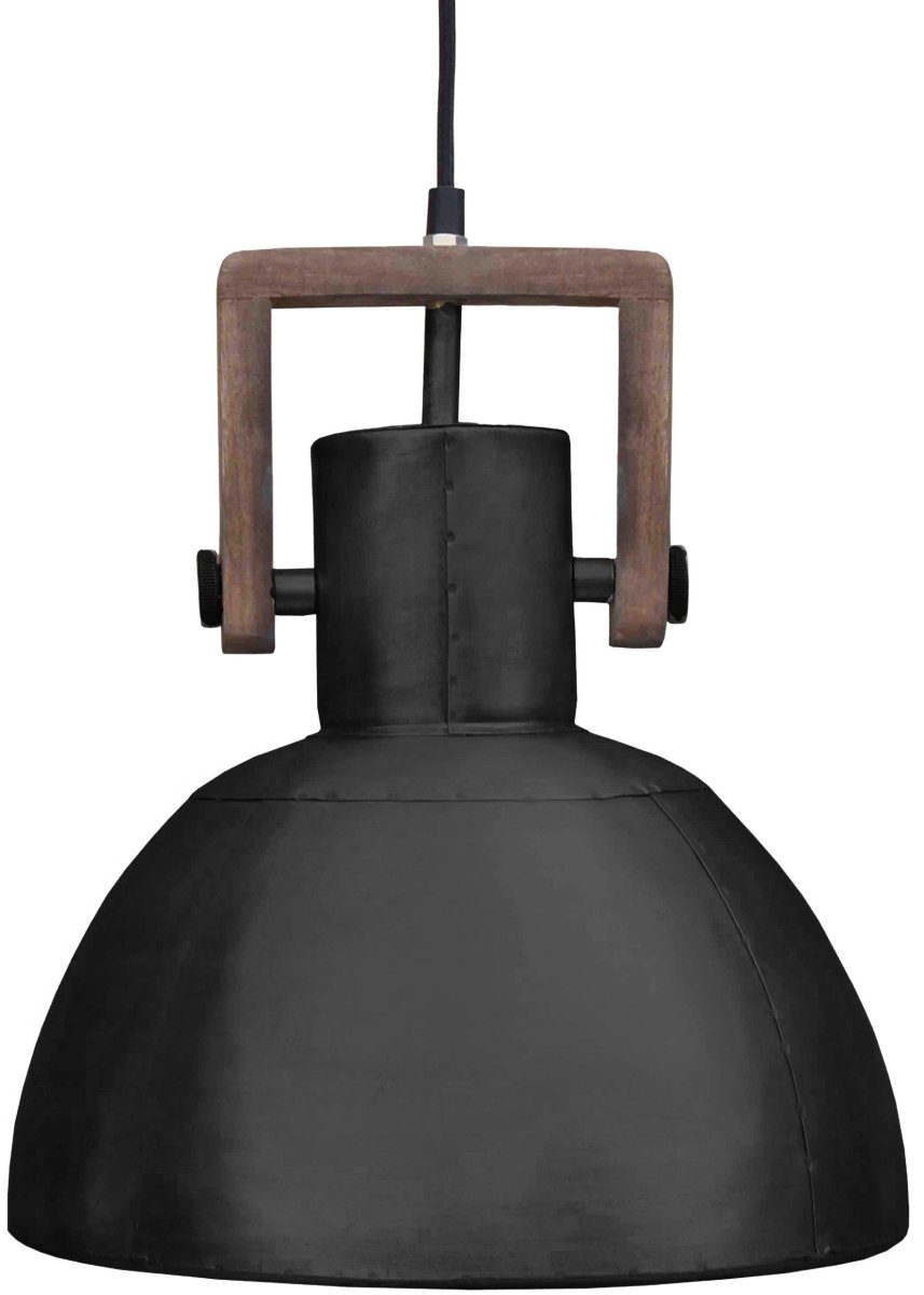 Ashby Ø30 Zwart hanglamp Van PR Home - De lamp wordt geleverd met een 100 cm lange zwarte textielkabel en een plafondkap voor het ophangen aan een haak.