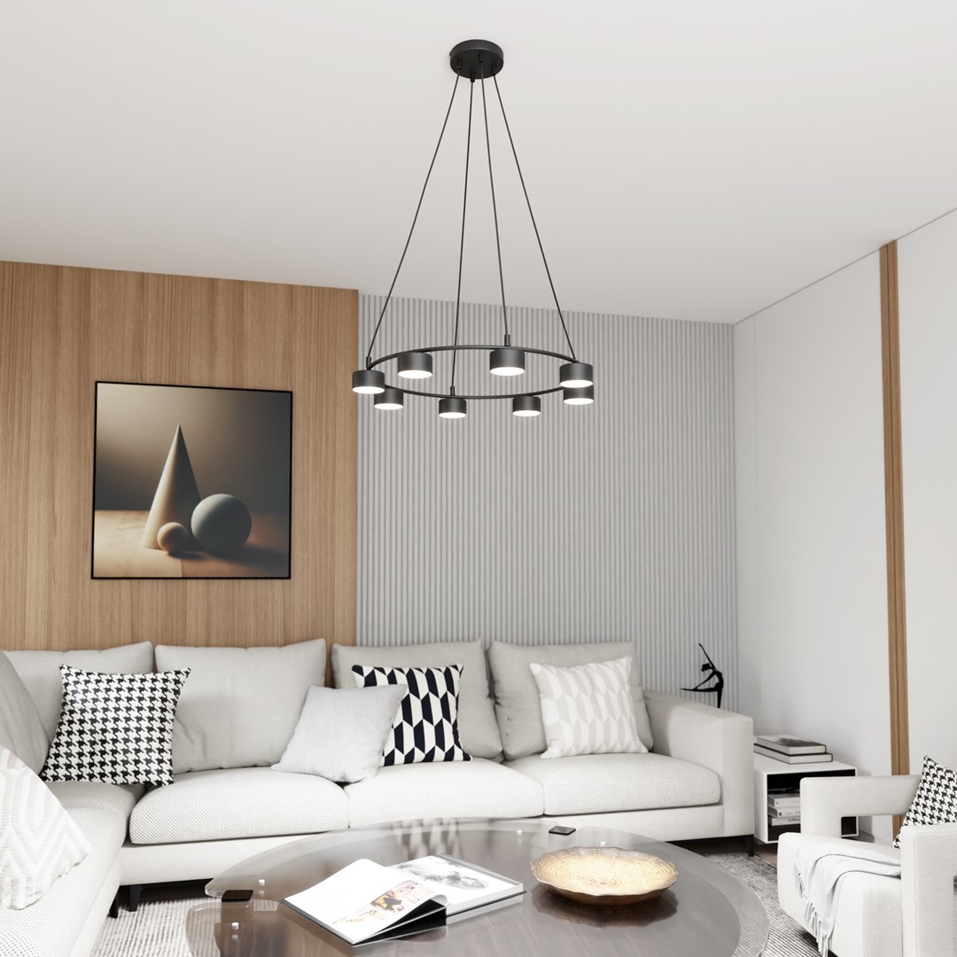 Starlit Ø64 Zwart hanglamp Van Emibig Lighting - De eenvoudige vorm en strakke lijnen passen bij een modern en minimalistisch interieur, waardoor het een uitstekende keuze is voor woonkamers, eetkamers en keukens.