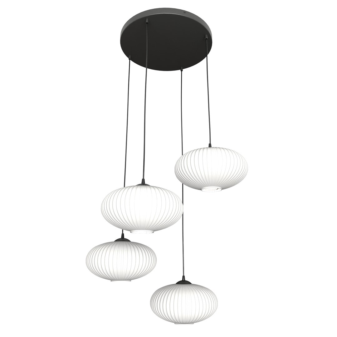 Coco Ø70 Wit hanglamp Van Emibig Lighting - De stijlvolle opaalglazen koepels verspreiden een schitteringsvrij licht, waardoor de kamer een lichte en zachte uitstraling krijgt.