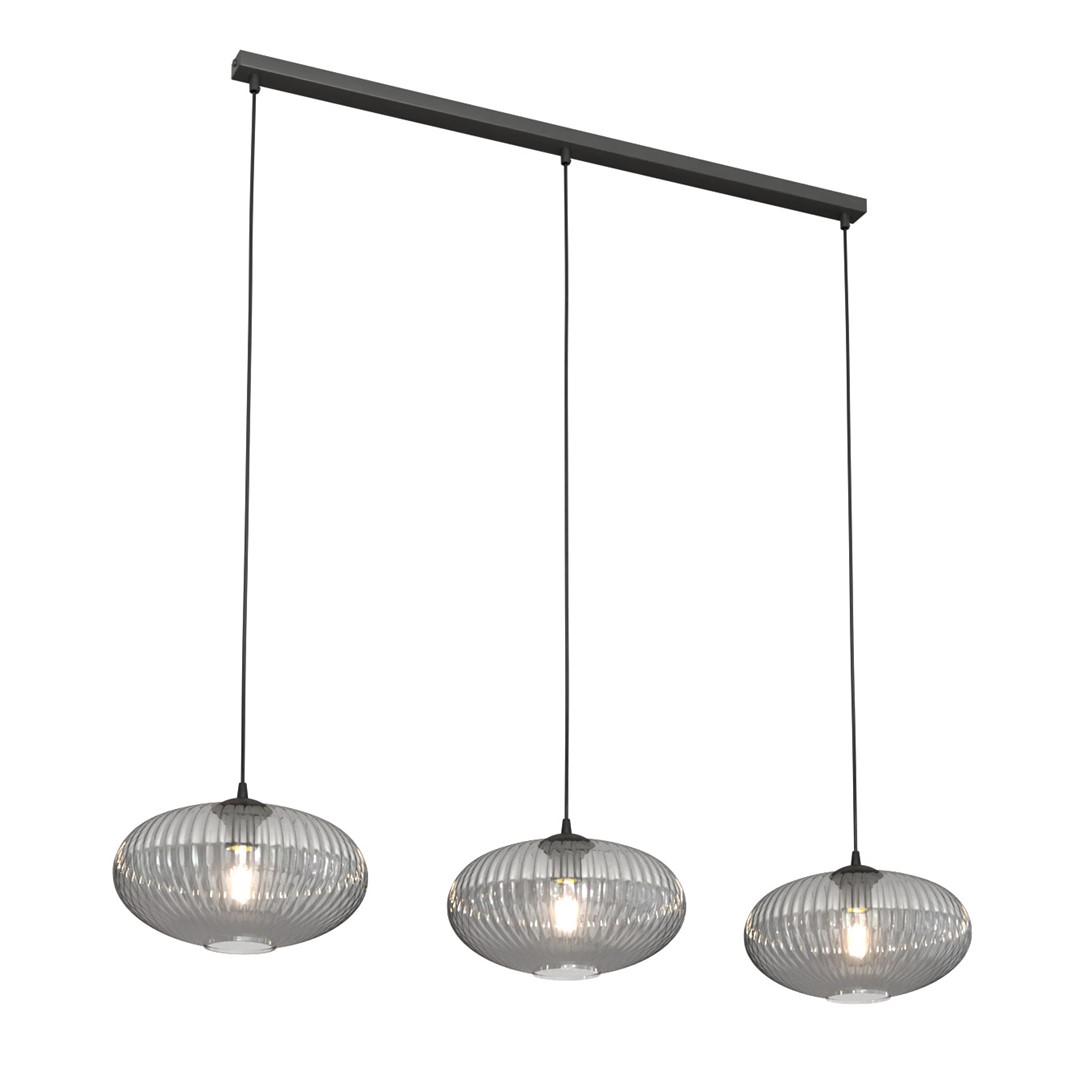 Coco 115cm Rookkleurig hanglamp Van Emibig Lighting - De stijlvolle rookglazen kappen verspreiden een warm licht, waardoor de kamer een lichte en zachte uitstraling krijgt.