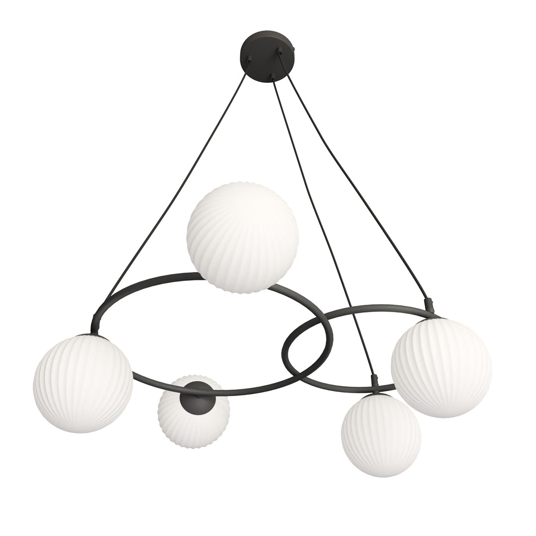 Libra 70cm Wit hanglamp Van Emibig Lighting - ringen die een lichte en harmonieuze uitstraling geven, terwijl de opaal glazen koepels een schitteringsvrij en aangenaam licht verspreiden dat een gezellige sfeer cre&euml;ert.