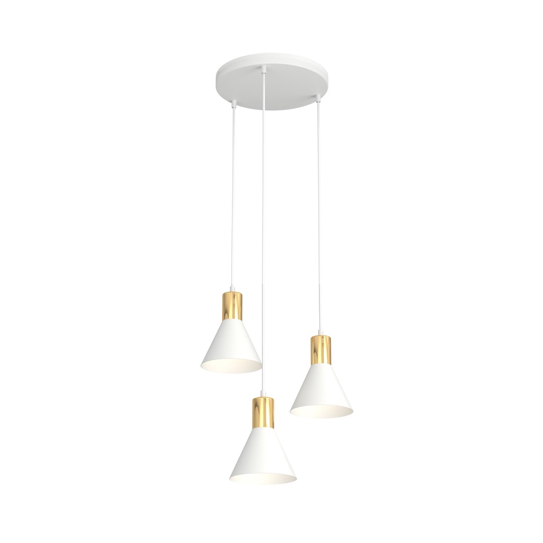 Rosa Ø30 Wit hanglamp Van Emibig Lighting - Perfect voor woonkamers, eetkamers of keukens - Roze cre&euml;ert een unieke sfeer in de kamer door de ruwheid van metaal te combineren met de subtiele elegantie van een gouden accent.