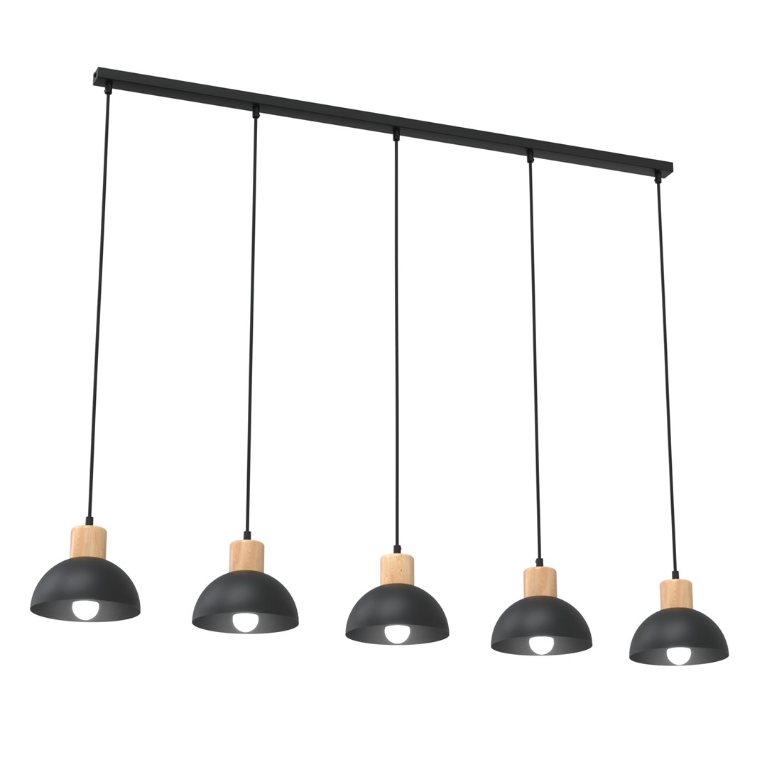 Seco 116cm Zwart hanglamp Van Emibig Lighting - De Seco plafondlamp legt de essentie van de Scandinavische stijl vast - waar eenvoudige vormen en natuurlijke elementen samenkomen.