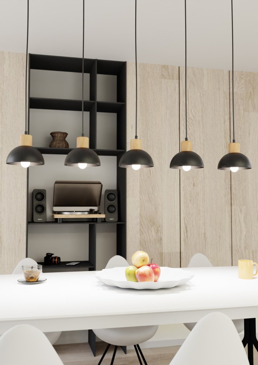 Seco 116cm Zwart hanglamp Van Emibig Lighting - De Seco plafondlamp legt de essentie van de Scandinavische stijl vast - waar eenvoudige vormen en natuurlijke elementen samenkomen.