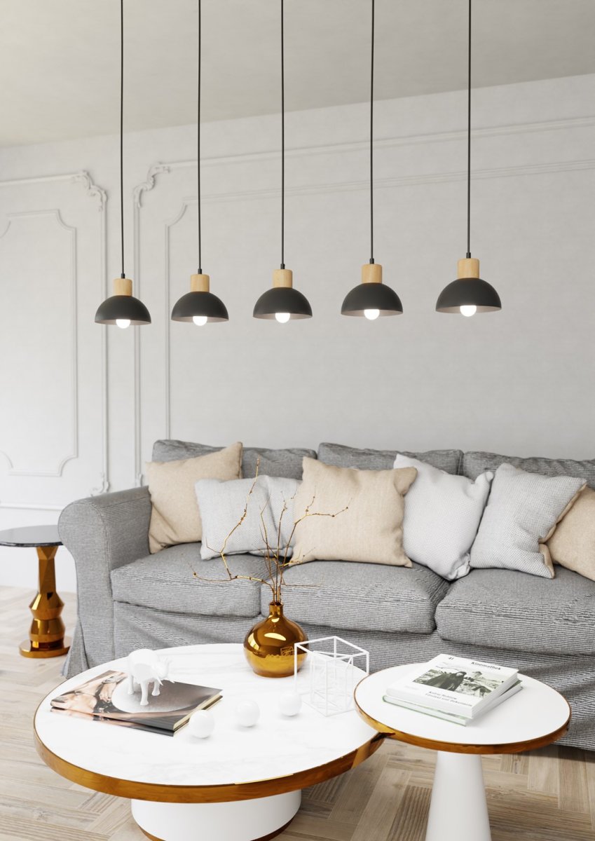 Seco 116cm Zwart hanglamp Van Emibig Lighting - De Seco plafondlamp legt de essentie van de Scandinavische stijl vast - waar eenvoudige vormen en natuurlijke elementen samenkomen.