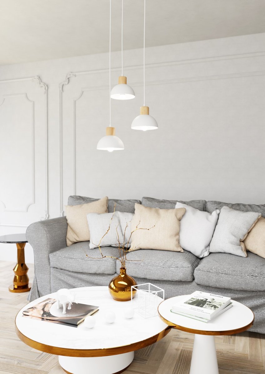 Seco Ø30 Wit hanglamp Van Emibig Lighting - De Seco plafondlamp legt de essentie van de Scandinavische stijl vast - waar eenvoudige vormen en natuurlijke elementen samenkomen.