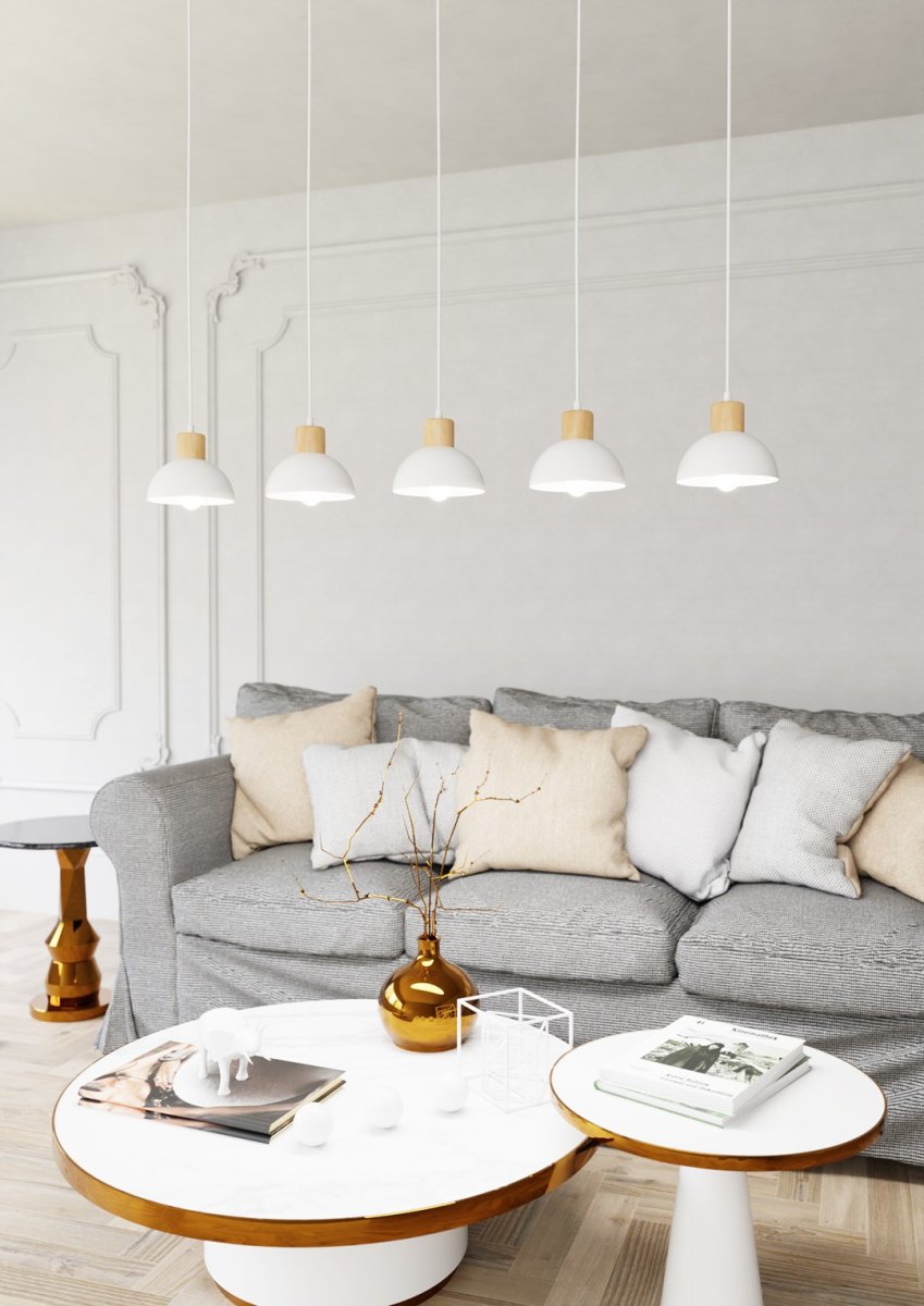 Seco 116cm Wit hanglamp Van Emibig Lighting - De Seco plafondlamp legt de essentie van de Scandinavische stijl vast - waar eenvoudige vormen en natuurlijke elementen samenkomen.