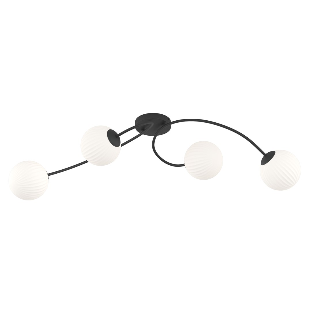 Vibra 110cm Wit plafondlamp Van Emibig Lighting - De opaalglazen koepels verspreiden een zacht, diffuus licht dat de kamer een lichte en moderne uitstraling geeft.