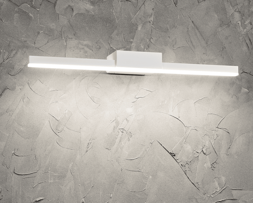 Aqua I 60cm Wit badkamerlamp Van Westal - Het achterpaneel heeft in- en uitgangen voor installatiekabels, schakelbaar en met de mogelijkheid om een externe kabel aan te sluiten.