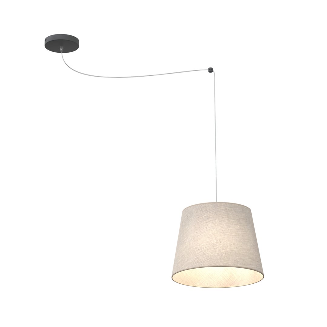 Ascot Ø38 Beige hanglamp Van Emibig Lighting - De met textiel beklede lampenkap in een zachte, gedempte kleur verspreidt een aangenaam en diffuus licht, waardoor er een warme sfeer in de kamer ontstaat.