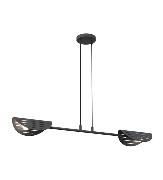 Saber 104cm Zwart hanglamp Van Emibig Lighting - Perfect voor woonkamers, eetkamers en kantooromgevingen - Saber verspreidt een zacht licht dat een bijzondere sfeer cre&euml;ert en de stijl van de kamer benadrukt.