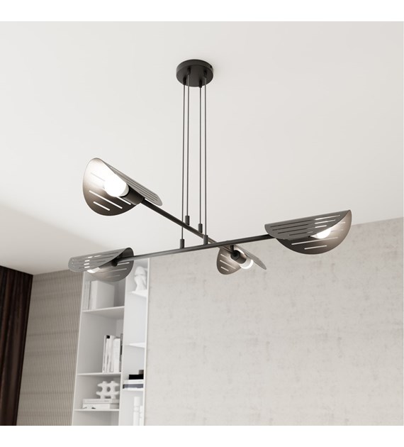 Saber 104cm Zwart hanglamp Van Emibig Lighting - Perfect voor woonkamers, eetkamers en kantooromgevingen - Saber verspreidt een zacht licht dat een bijzondere sfeer cre&euml;ert en de stijl van de kamer benadrukt.