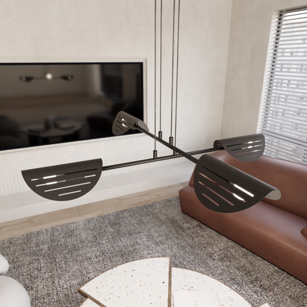 Saber 104cm Zwart hanglamp Van Emibig Lighting - Perfect voor woonkamers, eetkamers en kantooromgevingen - Saber verspreidt een zacht licht dat een bijzondere sfeer cre&euml;ert en de stijl van de kamer benadrukt.