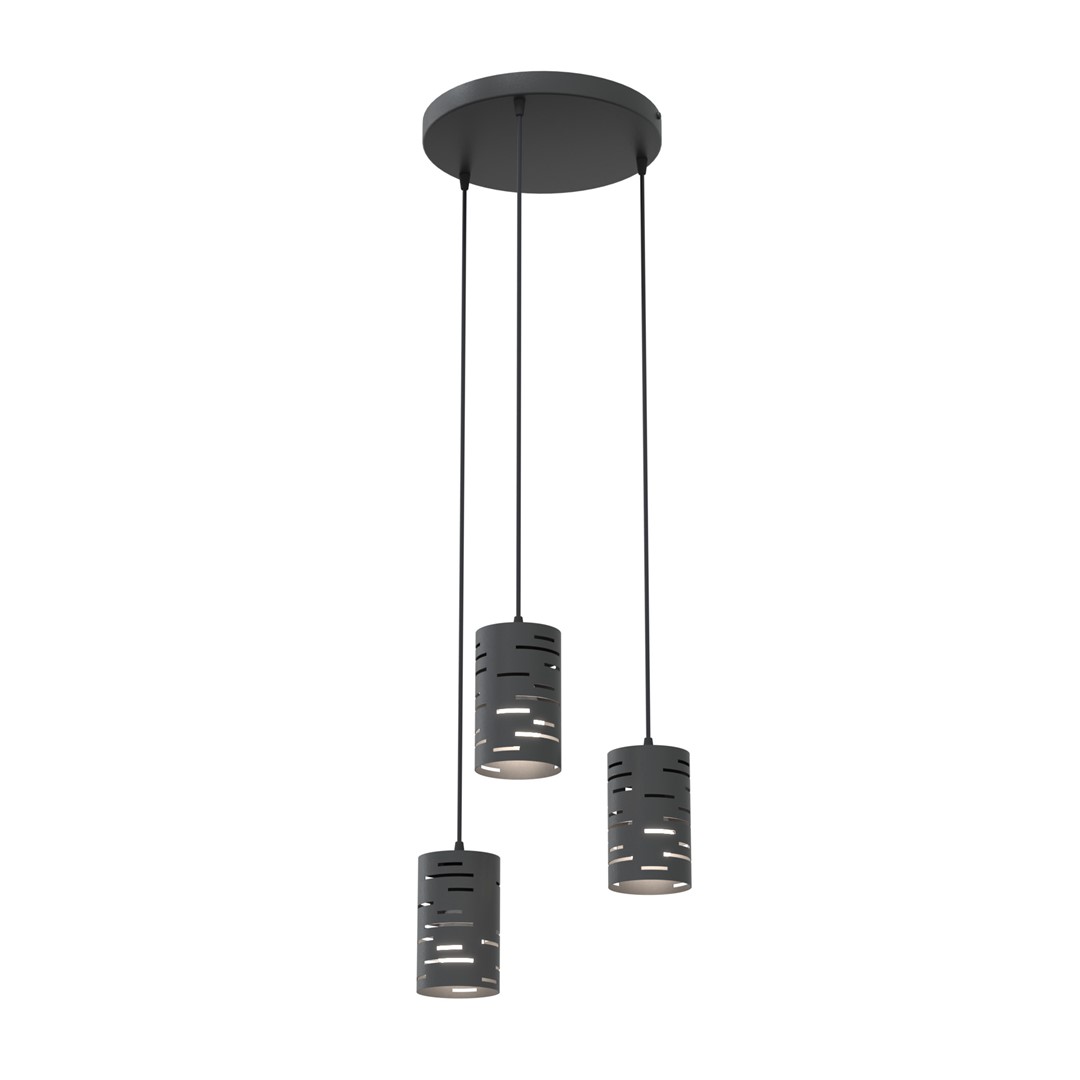  Tank Ø33 Zwart hanglamp Van Emibig Lighting - De lasergesneden details in de kappen geven de lamp een uniek karakter en cre&euml;ren een spannend lichtspel.