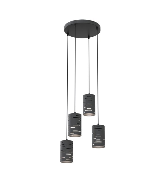 Tank Ø36 Zwart hanglamp Van Emibig Lighting - De lasergesneden details in de kappen geven de lamp een uniek karakter en cre&euml;ren een spannend lichtspel.