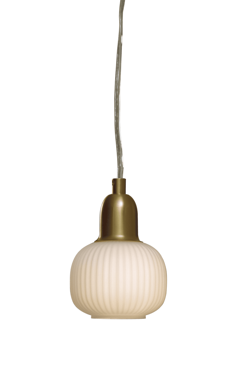Elin Ø10 Mat messing raamlamp Van Aneta Lighting - Het snoer is 4 meter lang, heeft een middenstroomschakelaar en eindigt in een stekker.