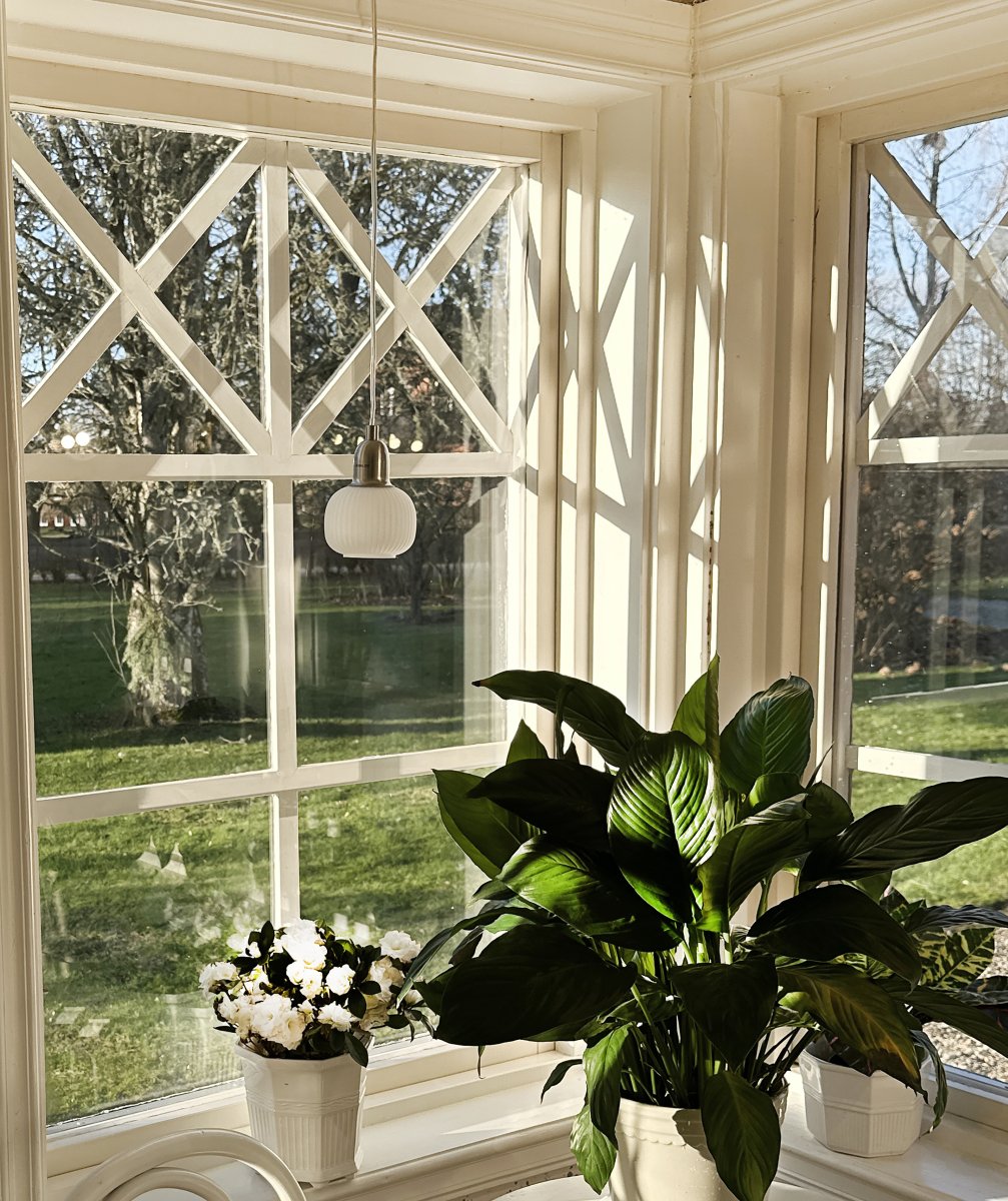 Elin Ø10 Staal raamlamp Van Aneta Lighting - Het snoer is 4 meter lang, heeft een middenstroomschakelaar en eindigt in een stekker.