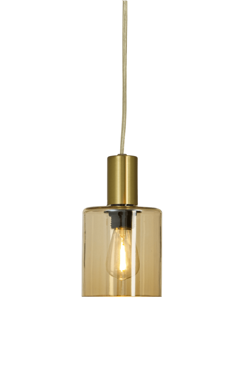 Cylinder Ø9 Mat messing raamlamp Van Aneta Lighting - De lamp wordt met een beugel aan de kabel en stroomaansluiting met stekker gemonteerd.