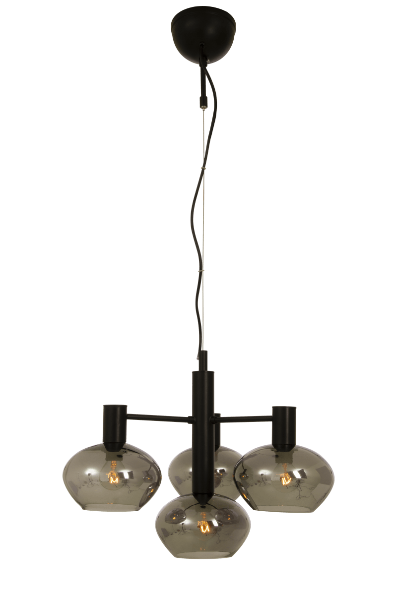 Bell Ø47 Rookkleurig hanglamp Van Aneta Lighting - Het licht verspreidt zich op een aangename manier door het glas en zorgt voor een zacht en uitnodigend gevoel.